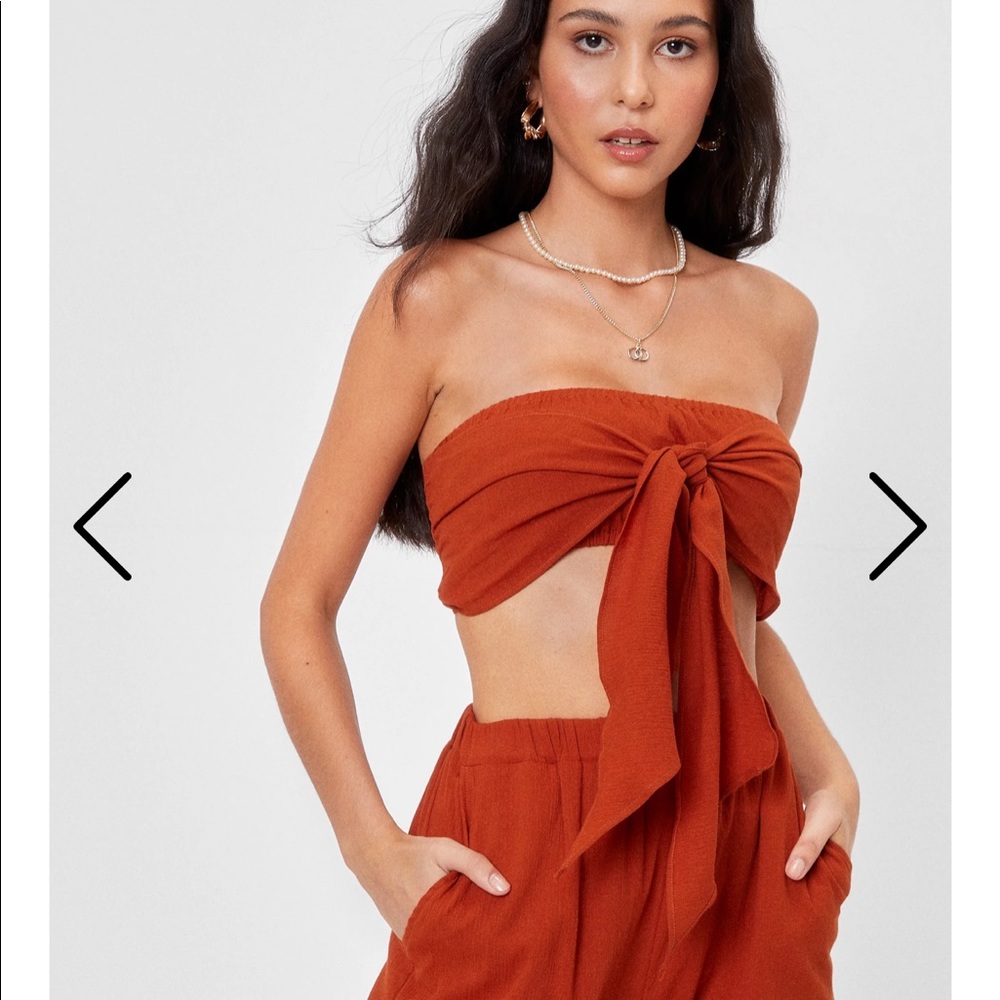 Tie front bandeau beach top